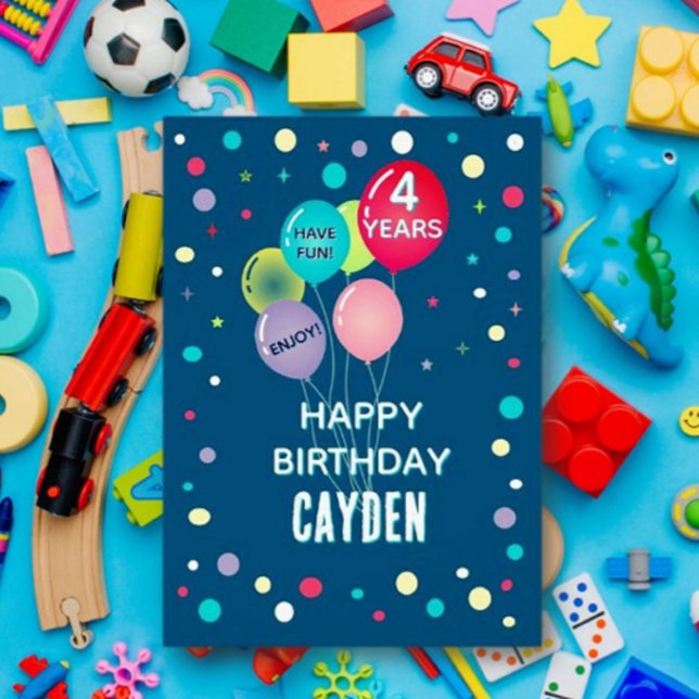 Custom Happy 4th Birthday any child card (Creator Uploaded)