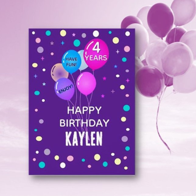Custom Happy 4th Birthday any child card (Creator Uploaded)
