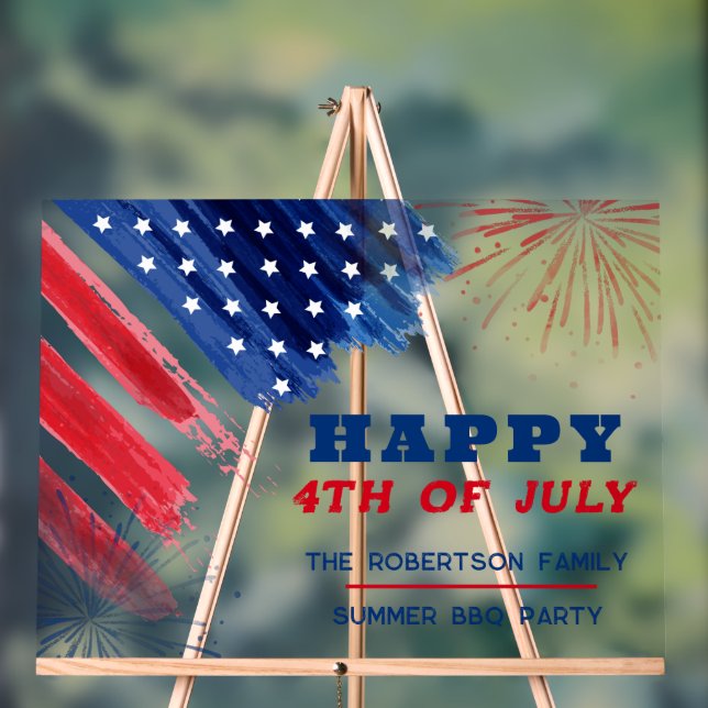 Custom Happy 4th of July Parade Red White Blue Acrylic Sign (Neutral)