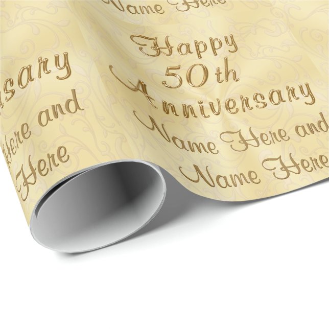 Custom Happy 50th Anniversary Wrapping Paper (Roll Corner)