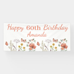 Custom Happy 60th Birthday Wildflowers Banner