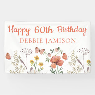 Custom Happy 60th Birthday Wildflowers Banner