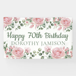 Custom Happy 70th Birthday Floral Banner