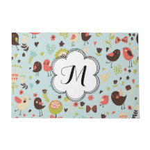 Custom Happy Birds in Fields of Flowers Doormat