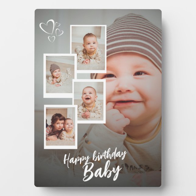 Custom Happy Birthday Baby Photo Collage Plaque (Front)