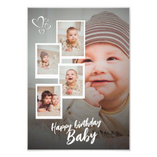 Custom Happy Birthday Baby Photo Collage Plaque Print