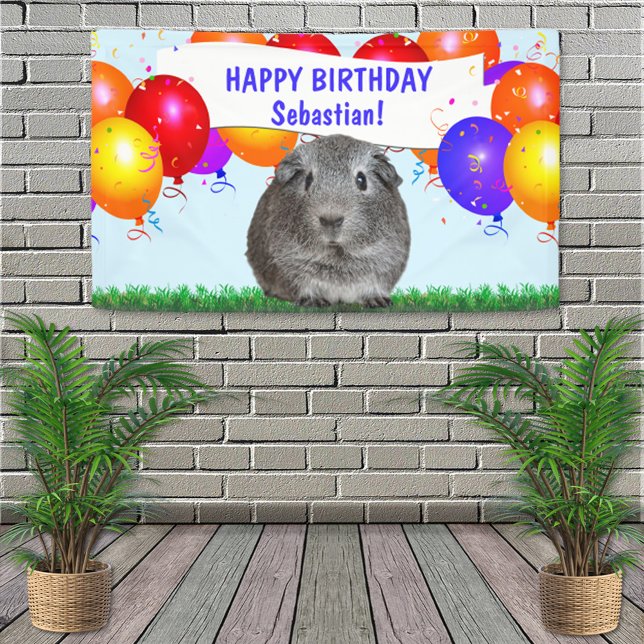Custom Happy Birthday Balloons Grey Guinea Pig Banner (Creator Uploaded)
