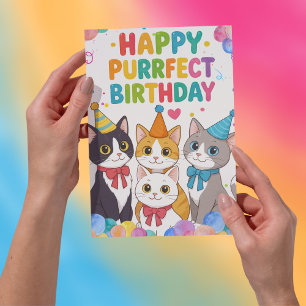 Custom Happy Birthday Card with Cute Cats