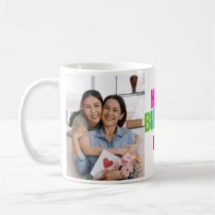 Custom Happy Birthday Grandma Photo Collage Pink Coffee Mug