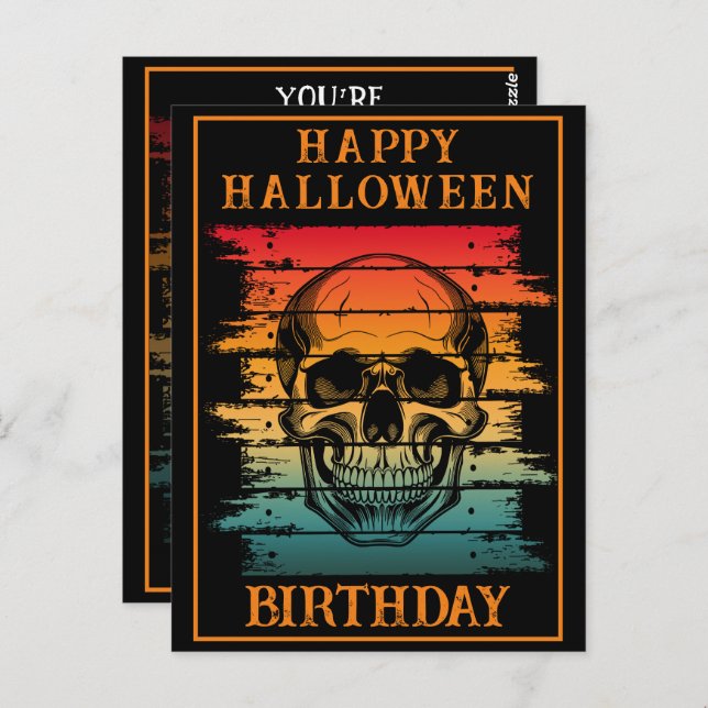 CUSTOM HAPPY BIRTHDAY HALLOWEEN PARTY CELEBRATION POSTCARD (Front/Back)