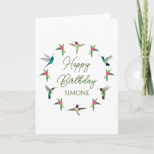 Custom Happy Birthday Hummingbirds Card
