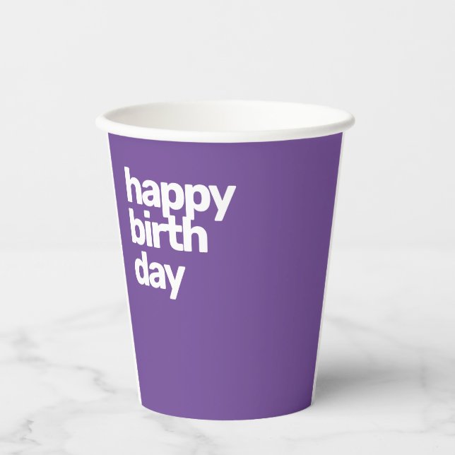 custom Happy Birthday minimal simple modern party Paper Cups (Front)