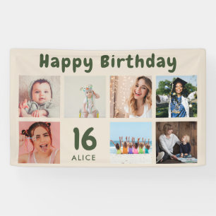 Custom Happy Birthday Party Photo Collage Banner