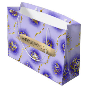 Custom Happy Birthday Personalised Feminine Girly Large Gift Bag