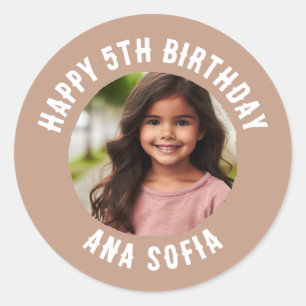 Custom Happy Birthday Personalised Name Any Age Classic Round Sticker