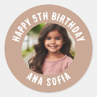 Custom Happy Birthday Personalised Name Any Age Classic Round Sticker