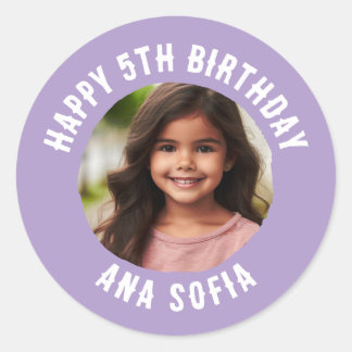 Custom Happy Birthday Personalised Name Any Age Classic Round Sticker