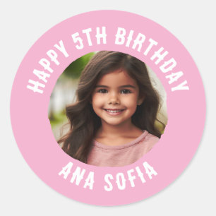 Custom Happy Birthday Personalised Name Any Age Classic Round Sticker