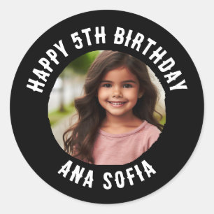 Custom Happy Birthday Personalised Name Any Age Classic Round Sticker