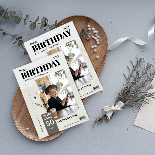 Custom Happy Birthday Photo Magazine Cover Card (Custom Happy Birthday Photo Magazine Cover Card)