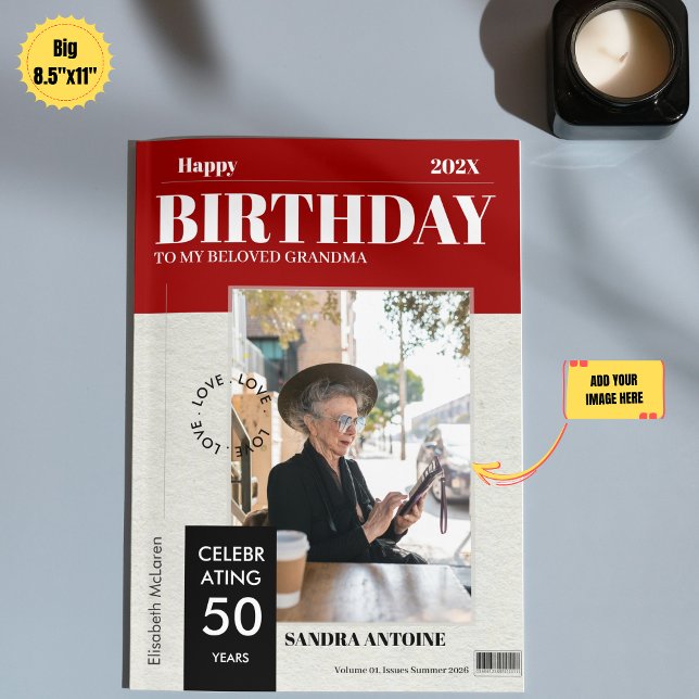 Custom Happy Birthday Photo Magazine Cover Card  (Custom Happy Birthday Photo Magazine Cover Card, Large 8.5 x 11)