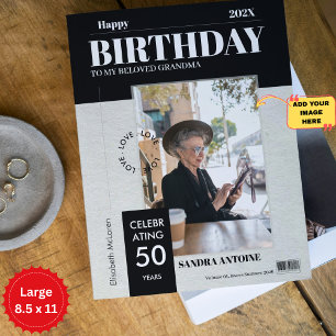 Custom Happy Birthday Photo Magazine Cover Card 
