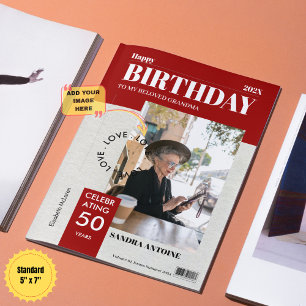 Custom Happy Birthday Photo Magazine Cover Card