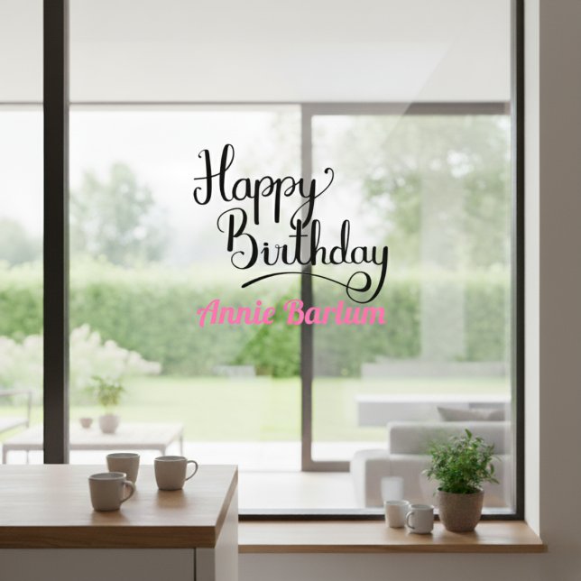Custom Happy Birthday Pink Font Window Cling (Custom Happy Birthday Pink Font Window Cling)