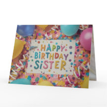 Custom Happy Birthday Sister Greeting Card