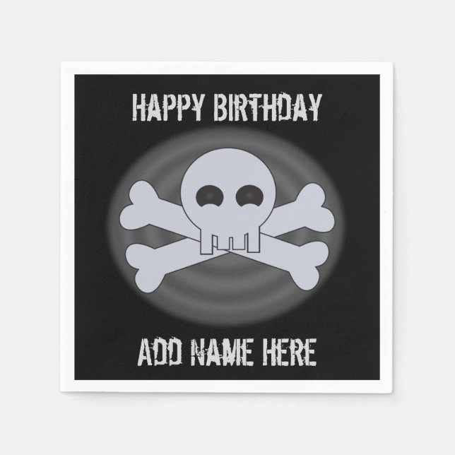 Custom Happy Birthday Skull Napkins (Front)
