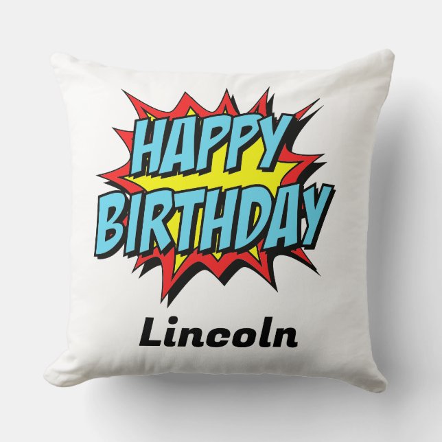 Custom Happy Birthday Throw Pillow (Front)