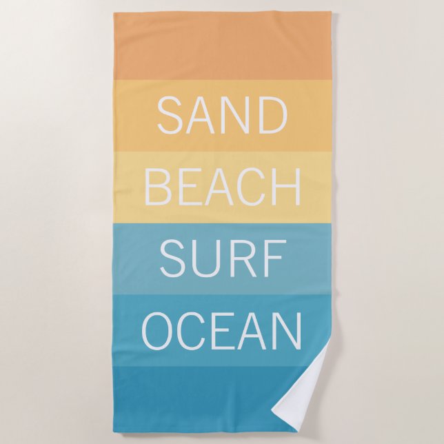Custom Happy Bright Sunny Summer Stripes Pattern B Beach Towel (Front)