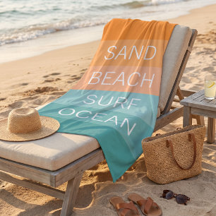Custom Happy Bright Sunny Summer Stripes Pattern Beach Towel