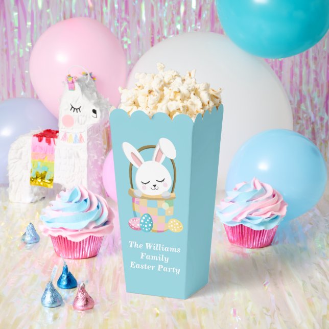 Custom Happy Easter Bunny Baby Blue Party Popcorn Favour Box (Party)