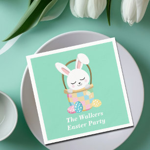 Custom Happy Easter Bunny Party Pastel Green Napkin