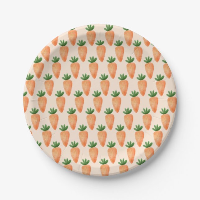 Custom - Happy Easter - Carrots in a row Paper Plate (Front)