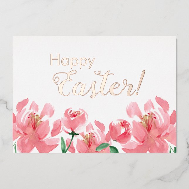 Custom Happy Easter Floral Peonies rose Gold  (Front)