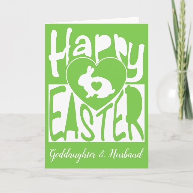 Custom Happy Easter to Goddaughter & Husband blank Holiday Card (Front)