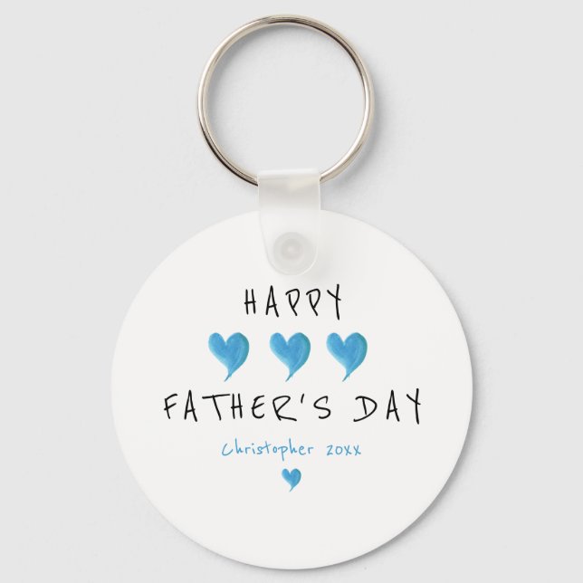Custom Happy Father's Day Boy Hearts Key Ring (Front)