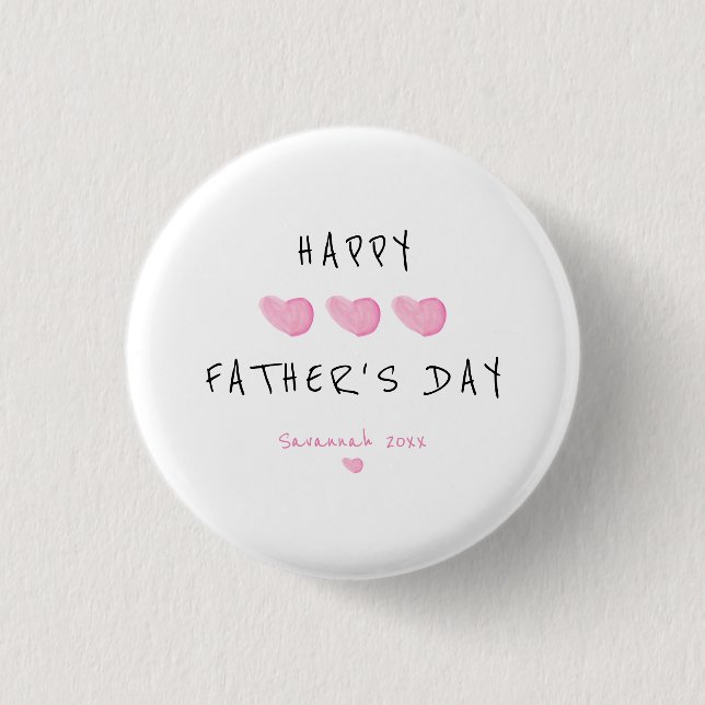 Custom Happy Father's Day Cute Girl 3 Cm Round Badge (Front)