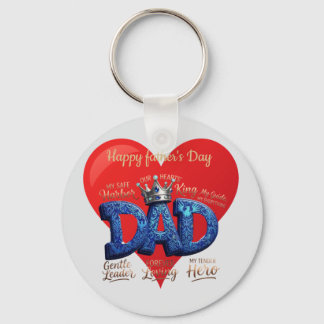 Custom Happy Father's Day Dad Heart Key Ring