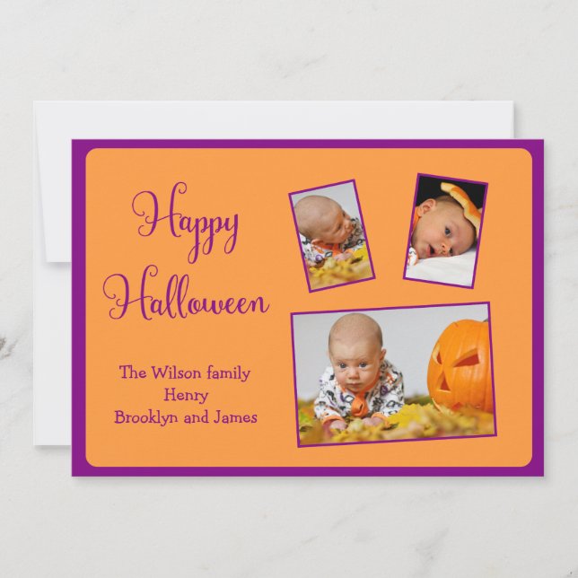 Custom Happy Halloween Cards Add Photo (Front)