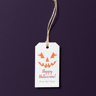 Custom Happy Halloween Jack O Lantern Pumpkin Gift Tags