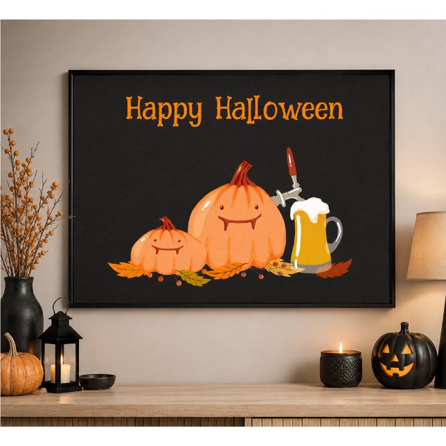 Custom Happy Halloween Pumpkins & Beer Poster (Creator Uploaded)