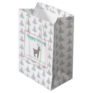 Custom Happy Holidays Christmas Tree Medium Gift Bag