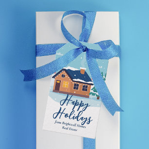 Custom Happy Holidays Real Estate Company Holiday Gift Tags