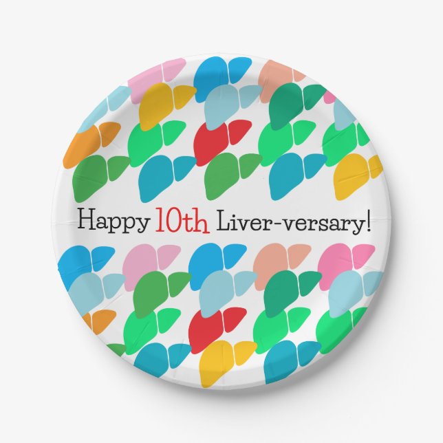 Custom Happy Liver-versary Paper Plate (Front)