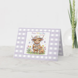 Custom Happy Mother's Day Grandma Highland Cow  Card
