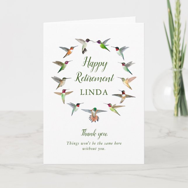 Custom Happy  Retirement Hummingbirds Card (Front)