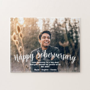 Custom Happy Soberversary 1 Photo Personalised Jigsaw Puzzle